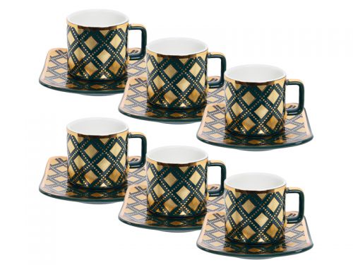 Кавовий набір 12 пр. 120 мл зелений із золотом