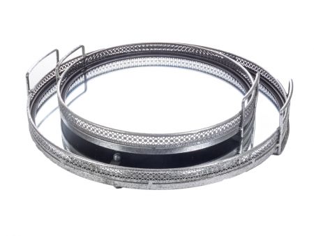 Набір із 2-х підносів  41х40х7,5/31х30хх6,5 см (металл/скло)