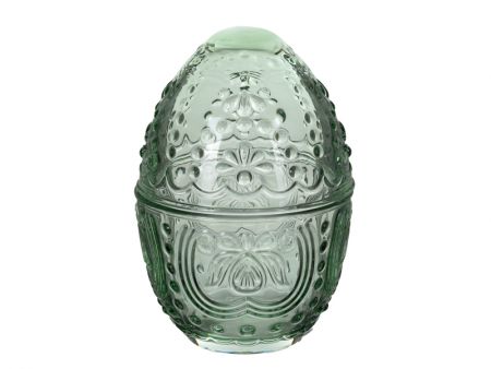 Ємність для зберігання «Яйце» 10х10х15,5 см 300 мл зелена (скло)