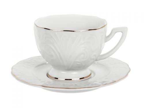 Кавовий набір 12 пр. 90 мл білий із золотом