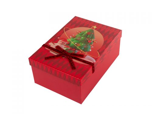 Подарункова коробка прямокутна новорічна 21х14х8 см.