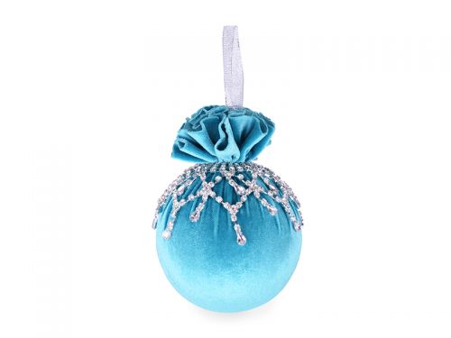 Ялинкова куля Ø 10 см з ажурною прикрасою "Бірюзова підвіска"