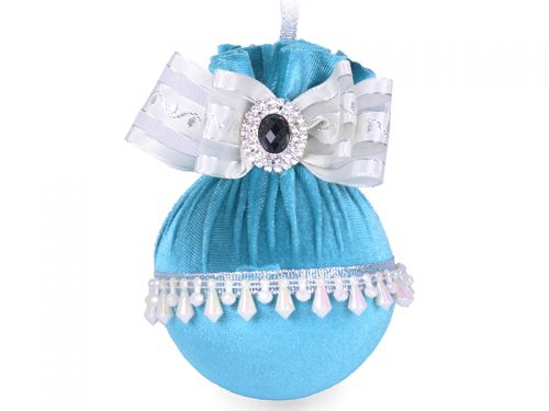 Ялинкова куля Ø 8 см з брошкою "Бірюзова підвіска"