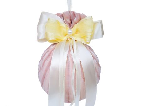 Ялинкова куля Ø 10 см з двойним бантом i перлиною 