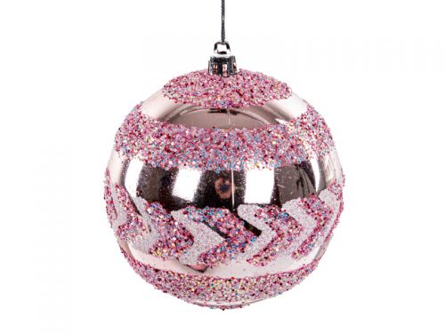 Набір ялинкових прикрас із 8 штук 10 см рожевий (пластик)