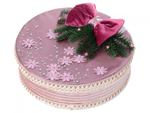 Подарункова коробка кругла з  бантом "Бордова Фiерiя"