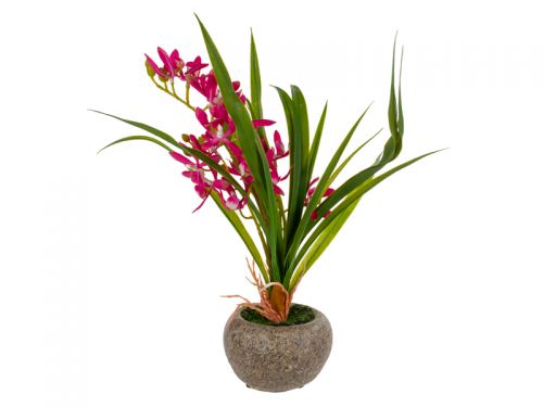 Штучна рослина Орхідея лілова 40х10х30 см (пластик / поліестр / цемент)