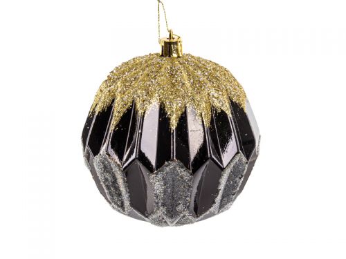 Набір ялинкових прикрас 4 штук 10 см чорний із золотом (пластик)