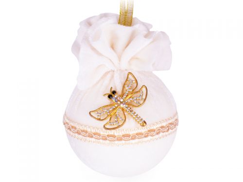 Ялинкова куля Ø 8 см із стрекозою "Шампань"