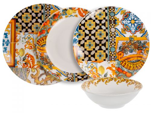 Набір посуди 4 пр (тарілка 25 см, тарілка 20 см, глибока тарілка 20 см, салатник 15 см)