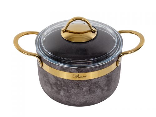 Набiр з 3 пр. Brioni "Royal Stone Sandstone gold" (Каструля 18 см 2,5 л / каструля 20 см 3 л / чайни