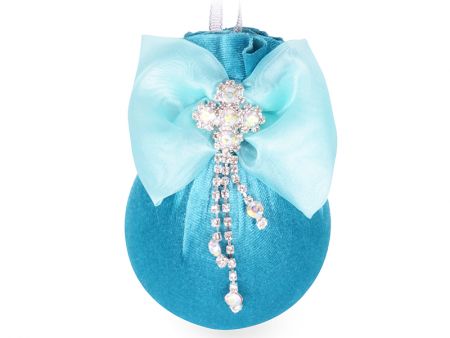 Ялинкова куля Ø 8 см з срібною квіточкою 