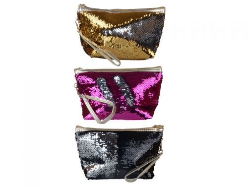 Косметичка з паєтками в асортименті 23х13х7см