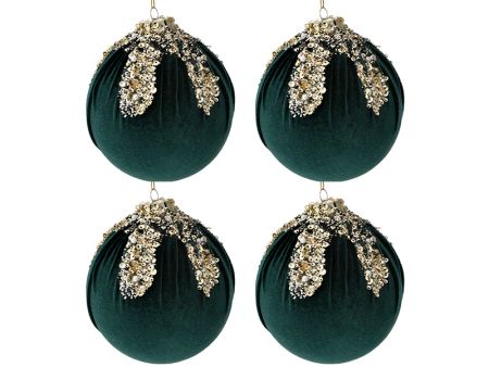 Набір з 4-х куль вельвет темно-зелений, 10см