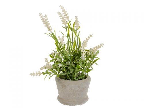 Штучна рослина Лаванда біла 22х8х8 см (шовк штучний/ пластик/ кераміка)