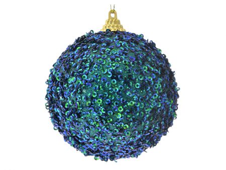 Набір з 6-ти куль зелений з глітером, 8см