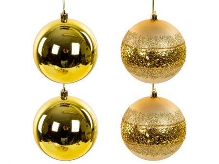 Набір ялинкових прикрас 4 штук 10 см золото (пластик)