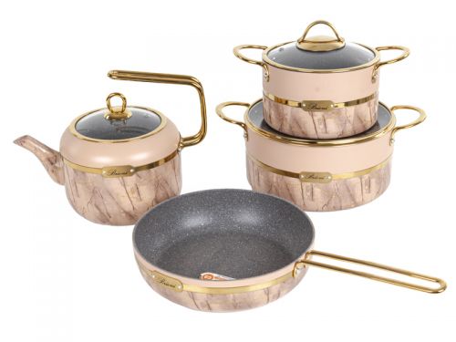 Набiр з 4 пр. Brioni "Selection Plus Biege" (Каструля 18 см 2,1 л/ каструля 24 см 4 л/ сковорода 24