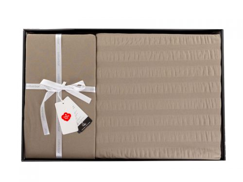 Комплект постільної білизни "Crepe Vison" візон, креп євро 200X220 см + 2н.50X70 см