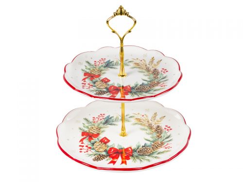 Блюдо для тістечок "Різдвяний Вінок" 2-х ярусні, 24,5 см