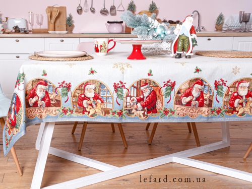 Скатертина гобеленова новорічна з люрексом  "HAMLET" 140х260см