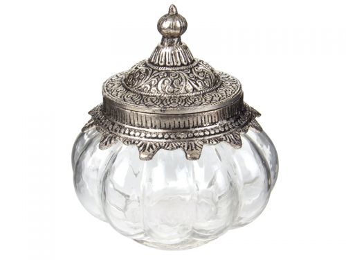 Скляна декоративна банка з металевою кришкою 14x14см
