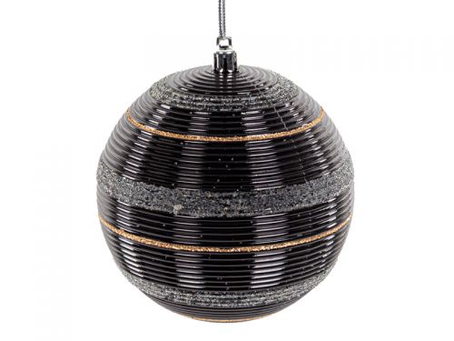 Набір ялинкових прикрас 4 штук 10 см чорний із золотом (пластик)