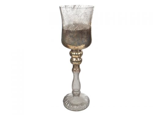 Скляний свічник декоративний 38x11см сірий