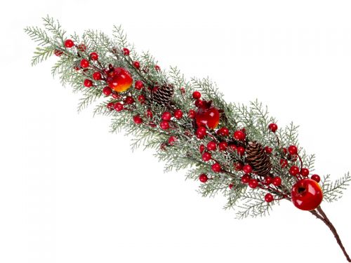 Гілка декоративна хвойна з ягідками 64 см (пластик)