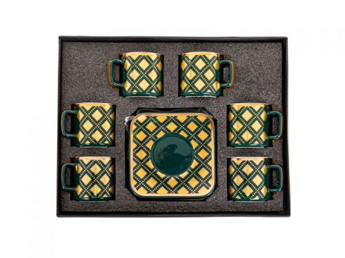 Кавовий набір 12 пр. 120 мл зелений із золотом