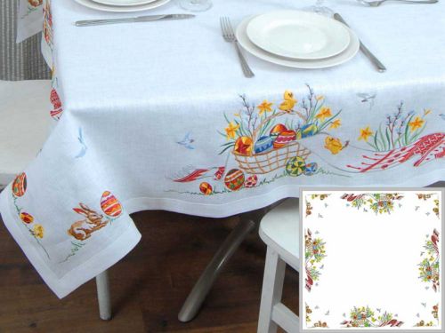 Скатертина "Великдень" 140х140 (білий льон ТХ-90) мод.2