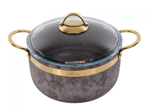 Набiр з 4 пр. Brioni "Royal Stone Sandstone gold" (Каструля 18 см 2,5 л/ каструля 24 см 5 л/ сковоро