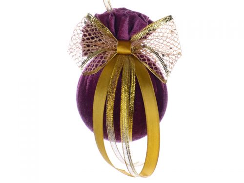 Ялинкова куля Ø 8 см з золотим бантом 