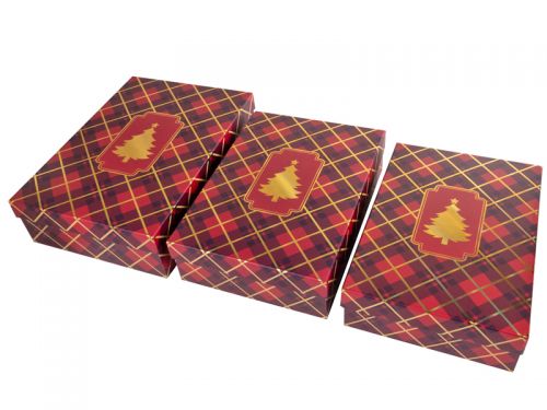 Набір подарункових коробок прямокутних новорічних 3 шт. (27,5х19,5х7,5/29х21х8/33х23,5х9 см)
