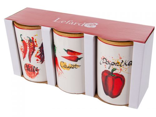 Набір банок для сипучих з 3-х шт "Hot vegetables" 1000мл 10x15см