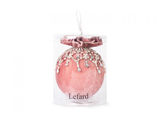 Ялинкова куля Ø 10 см з ажурною прикрасою "Рожева перлина"