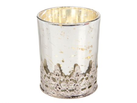 Скляний свічник декоративний з металевою підставкою 8x9 см