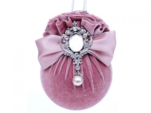 Ялинкова куля Ø 10 см з  бантом та брошкою 