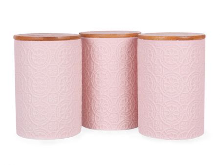 Набір з 3-х банок для сипучих з бамбуковою кришкою 10х10х15см