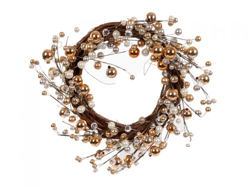 Декоративний вінок 40 см золото (пластик)