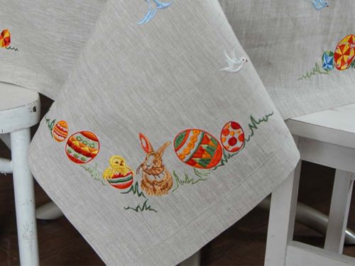 Скатертина "Великоднє дерево" 240х140 (сірий льон-бавовна десерт) мод.7