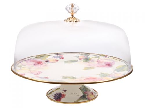 Тортовница емальований ELMANI з кришкою на ніжці, Діаметр=30см