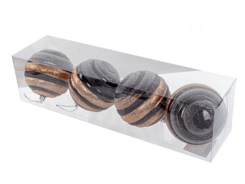 Набір ялинкових прикрас 4 штук 10 см чорний із золотом (пластик)