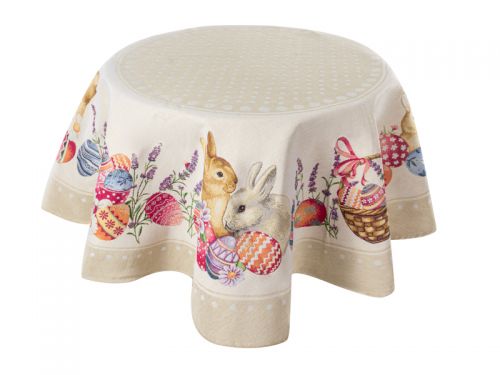 Скатертина гобелен коло "Кролики"/Mimbre діам 140см