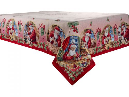 Скатертина гобеленова новорічна з люрексом  "JOUETS" 140х180см