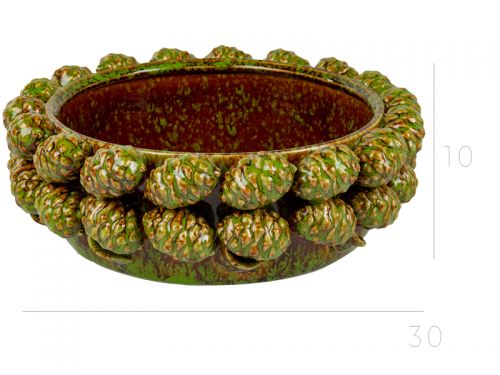 Кашпо "Шишки" 30х30х10 см зелене (кераміка)