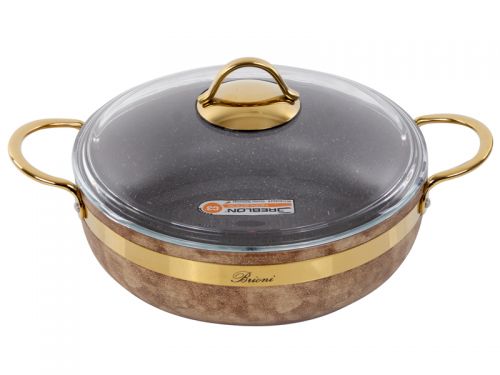 Сотейник Brioni антипригарний "Royal Stone Ti̇gereye Gold" 26 см, 2,8 л., 3,5 мм товщ.