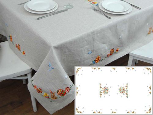 Скатертина "Великоднє дерево" 240х140 (сірий льон-бавовна десерт) мод.7