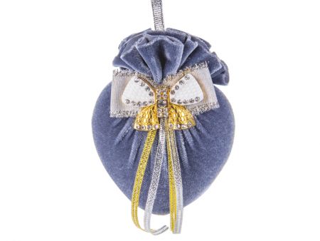 Ялинкова прикраса серце з брошкою бант 