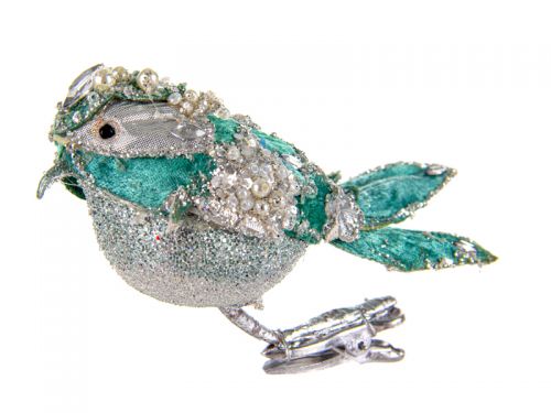 Ялинкова прикраса пташка декоративна 15х5см